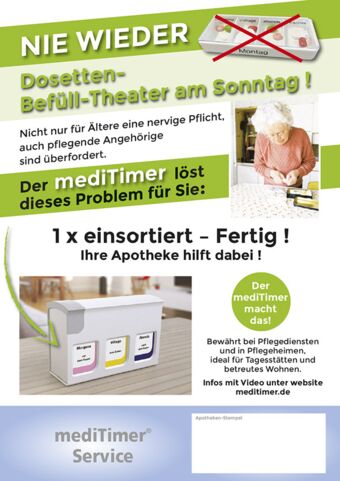 Abbildung Flyer mediTimer® "Nie wieder"